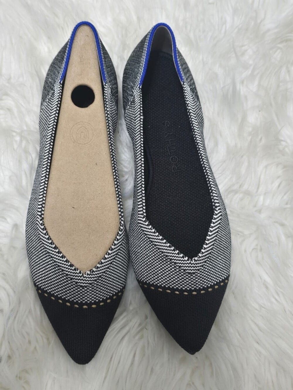 Rothy's The Point II Slip On Flat Pebble Herringbone Shoes 6.5